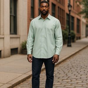 Joseph Abboud Men's Light Green XL Dress Shirt Long Sleeves Regular Fit Non-Iron